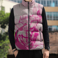 Personalized Louisiana Horse Racing Derby Sleeveless Puffer Jacket Magnolia Blossom Horseshoe Pastel Pink
