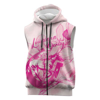 Personalized Louisiana Horse Racing Derby Sleeveless Zip Hoodie Magnolia Blossom Horseshoe Pastel Pink