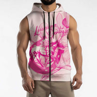 Personalized Louisiana Horse Racing Derby Sleeveless Zip Hoodie Magnolia Blossom Horseshoe Pastel Pink