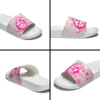 Personalized Louisiana Horse Racing Derby Slide Sandals Magnolia Blossom Horseshoe Pastel Pink