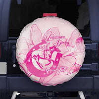 Personalized Louisiana Horse Racing Derby Spare Tire Cover Magnolia Blossom Horseshoe Pastel Pink