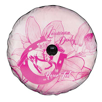 Personalized Louisiana Horse Racing Derby Spare Tire Cover Magnolia Blossom Horseshoe Pastel Pink