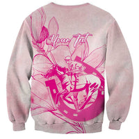 Personalized Louisiana Horse Racing Derby Sweatshirt Magnolia Blossom Horseshoe Pastel Pink