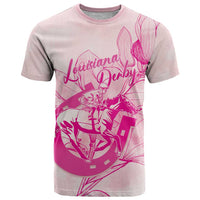 Personalized Louisiana Horse Racing Derby T Shirt Magnolia Blossom Horseshoe Pastel Pink