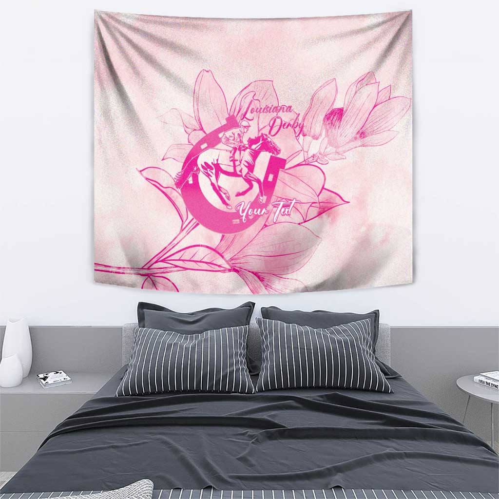 Personalized Louisiana Horse Racing Derby Tapestry Magnolia Blossom Horseshoe Pastel Pink