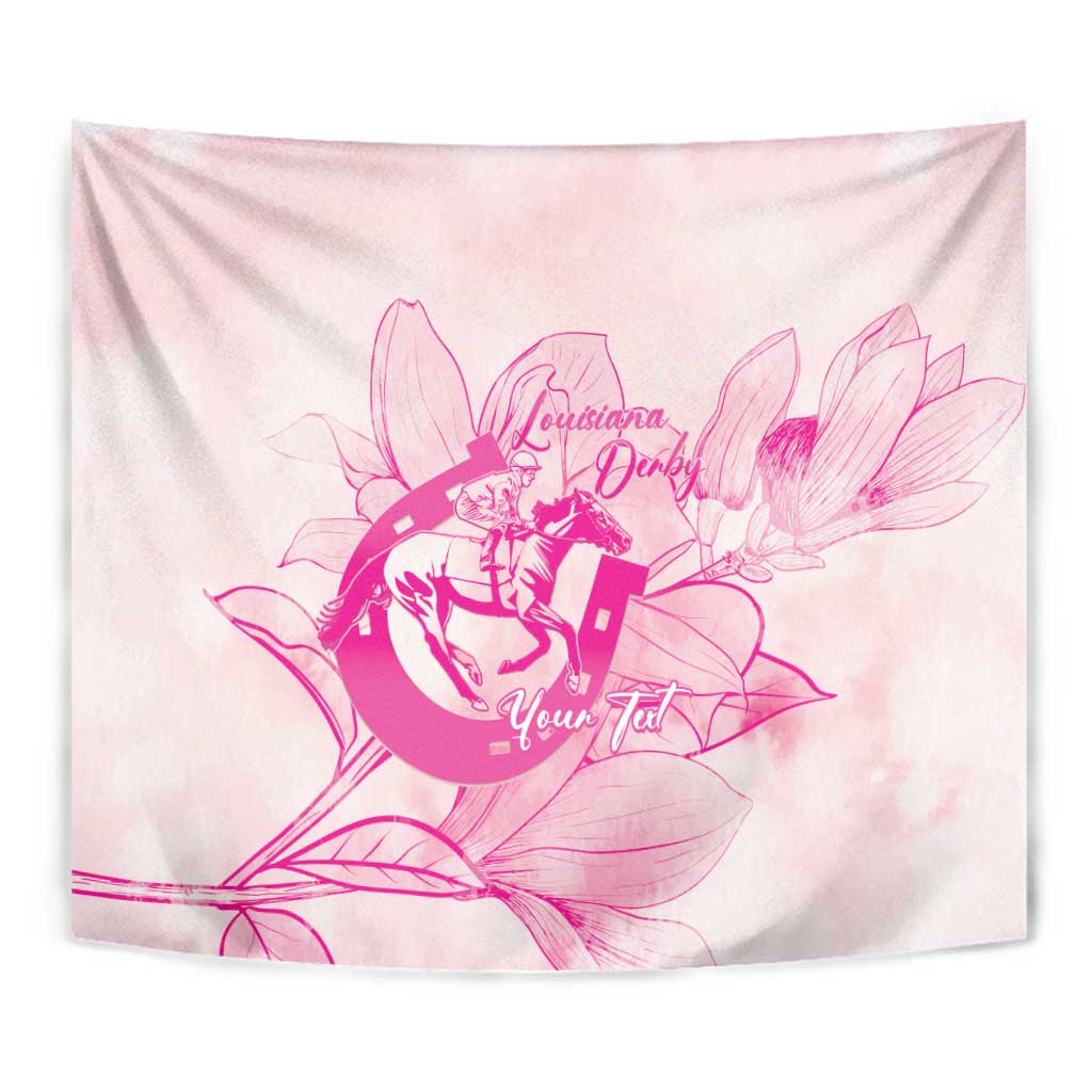 Personalized Louisiana Horse Racing Derby Tapestry Magnolia Blossom Horseshoe Pastel Pink