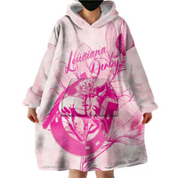 Personalized Louisiana Horse Racing Derby Wearable Blanket Hoodie Magnolia Blossom Horseshoe Pastel Pink