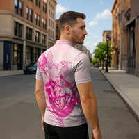 Personalized Louisiana Horse Racing Derby Zipper Polo Shirt Magnolia Blossom Horseshoe Pastel Pink