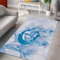 Personalized Louisiana Horse Racing Derby Area Rug Magnolia Blossom Horseshoe Pastel Blue