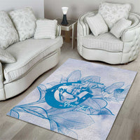 Personalized Louisiana Horse Racing Derby Area Rug Magnolia Blossom Horseshoe Pastel Blue