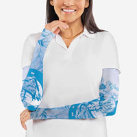 Personalized Louisiana Horse Racing Derby Arm Sleeves Magnolia Blossom Horseshoe Pastel Blue