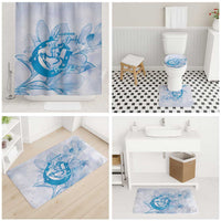 Personalized Louisiana Horse Racing Derby Bathroom Set Magnolia Blossom Horseshoe Pastel Blue