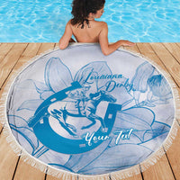 Personalized Louisiana Horse Racing Derby Beach Blanket Magnolia Blossom Horseshoe Pastel Blue