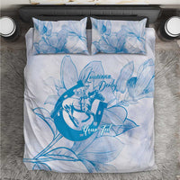 Personalized Louisiana Horse Racing Derby Bedding Set Magnolia Blossom Horseshoe Pastel Blue