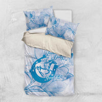 Personalized Louisiana Horse Racing Derby Bedding Set Magnolia Blossom Horseshoe Pastel Blue
