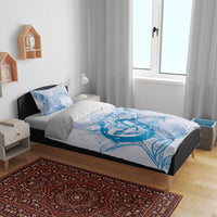 Personalized Louisiana Horse Racing Derby Bedding Set Magnolia Blossom Horseshoe Pastel Blue