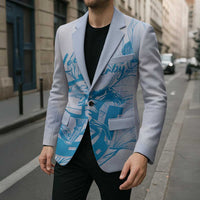 Personalized Louisiana Horse Racing Derby Blazer Magnolia Blossom Horseshoe Pastel Blue
