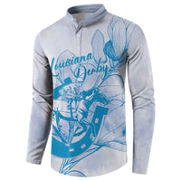 Personalized Louisiana Horse Racing Derby Button Sweatshirt Magnolia Blossom Horseshoe Pastel Blue