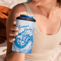 Personalized Louisiana Horse Racing Derby 4 in 1 Can Cooler Tumbler Magnolia Blossom Horseshoe Pastel Blue