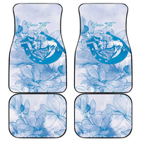 Personalized Louisiana Horse Racing Derby Car Mats Magnolia Blossom Horseshoe Pastel Blue