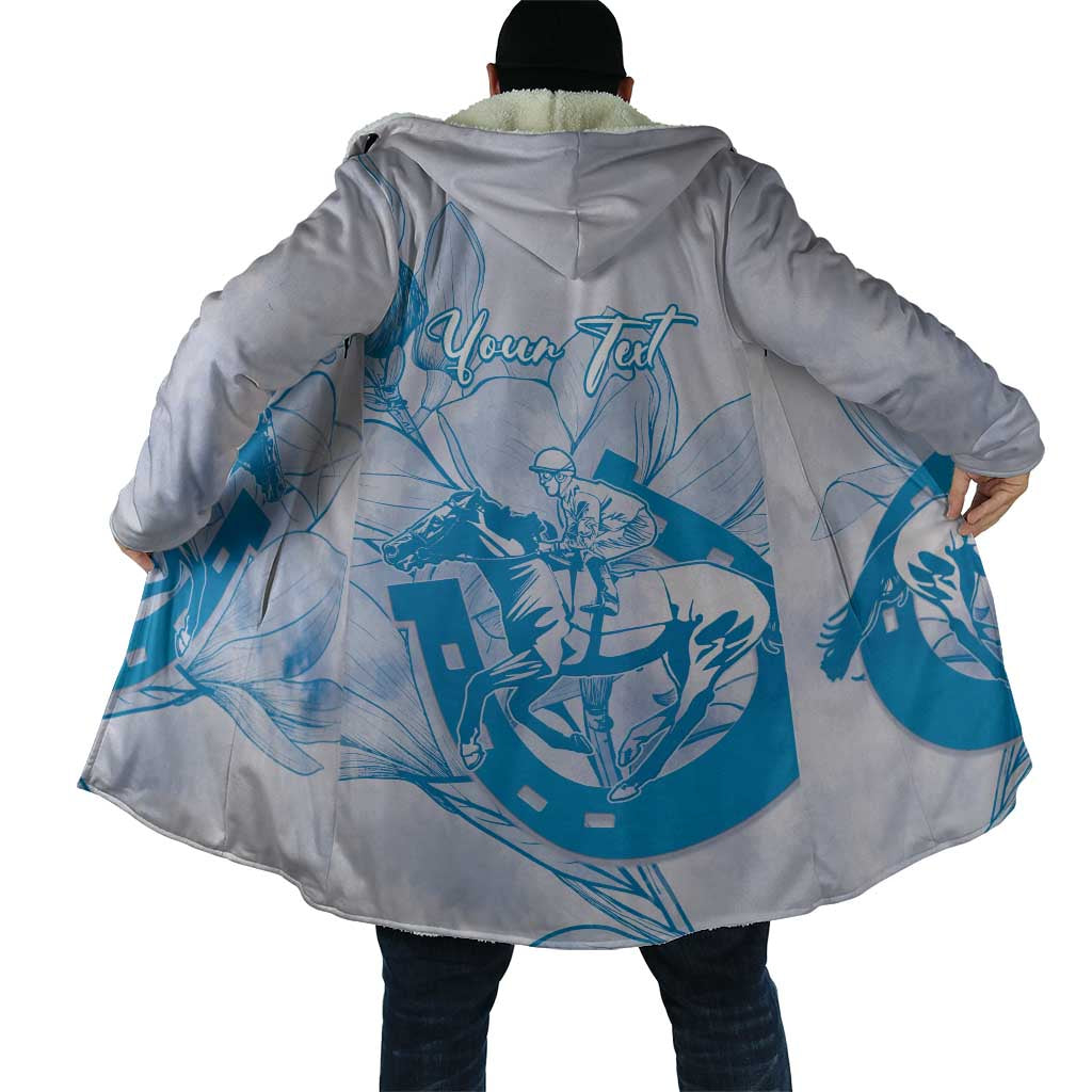 Personalized Louisiana Horse Racing Derby Cloak Magnolia Blossom Horseshoe Pastel Blue