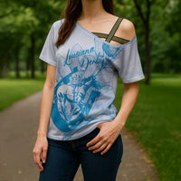 Personalized Louisiana Horse Racing Derby Cross Shoulder Shirt Magnolia Blossom Horseshoe Pastel Blue