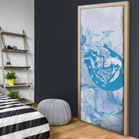 Personalized Louisiana Horse Racing Derby Door Cover Magnolia Blossom Horseshoe Pastel Blue