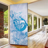 Personalized Louisiana Horse Racing Derby Door Cover Magnolia Blossom Horseshoe Pastel Blue