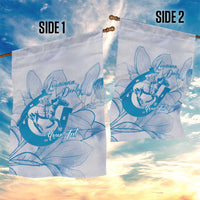 Personalized Louisiana Horse Racing Derby Garden Flag Magnolia Blossom Horseshoe Pastel Blue