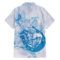 Personalized Louisiana Horse Racing Derby Hawaiian Shirt Magnolia Blossom Horseshoe Pastel Blue