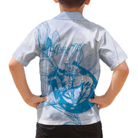 Personalized Louisiana Horse Racing Derby Kid Hawaiian Shirt Magnolia Blossom Horseshoe Pastel Blue