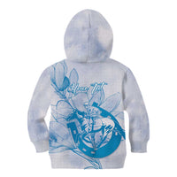 Personalized Louisiana Horse Racing Derby Kid Hoodie Magnolia Blossom Horseshoe Pastel Blue