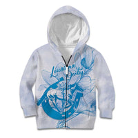 Personalized Louisiana Horse Racing Derby Kid Hoodie Magnolia Blossom Horseshoe Pastel Blue