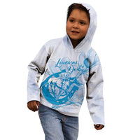 Personalized Louisiana Horse Racing Derby Kid Hoodie Magnolia Blossom Horseshoe Pastel Blue