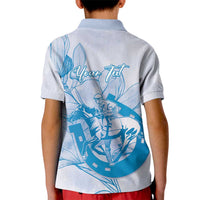 Personalized Louisiana Horse Racing Derby Kid Polo Shirt Magnolia Blossom Horseshoe Pastel Blue