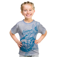 Personalized Louisiana Horse Racing Derby Kid T Shirt Magnolia Blossom Horseshoe Pastel Blue