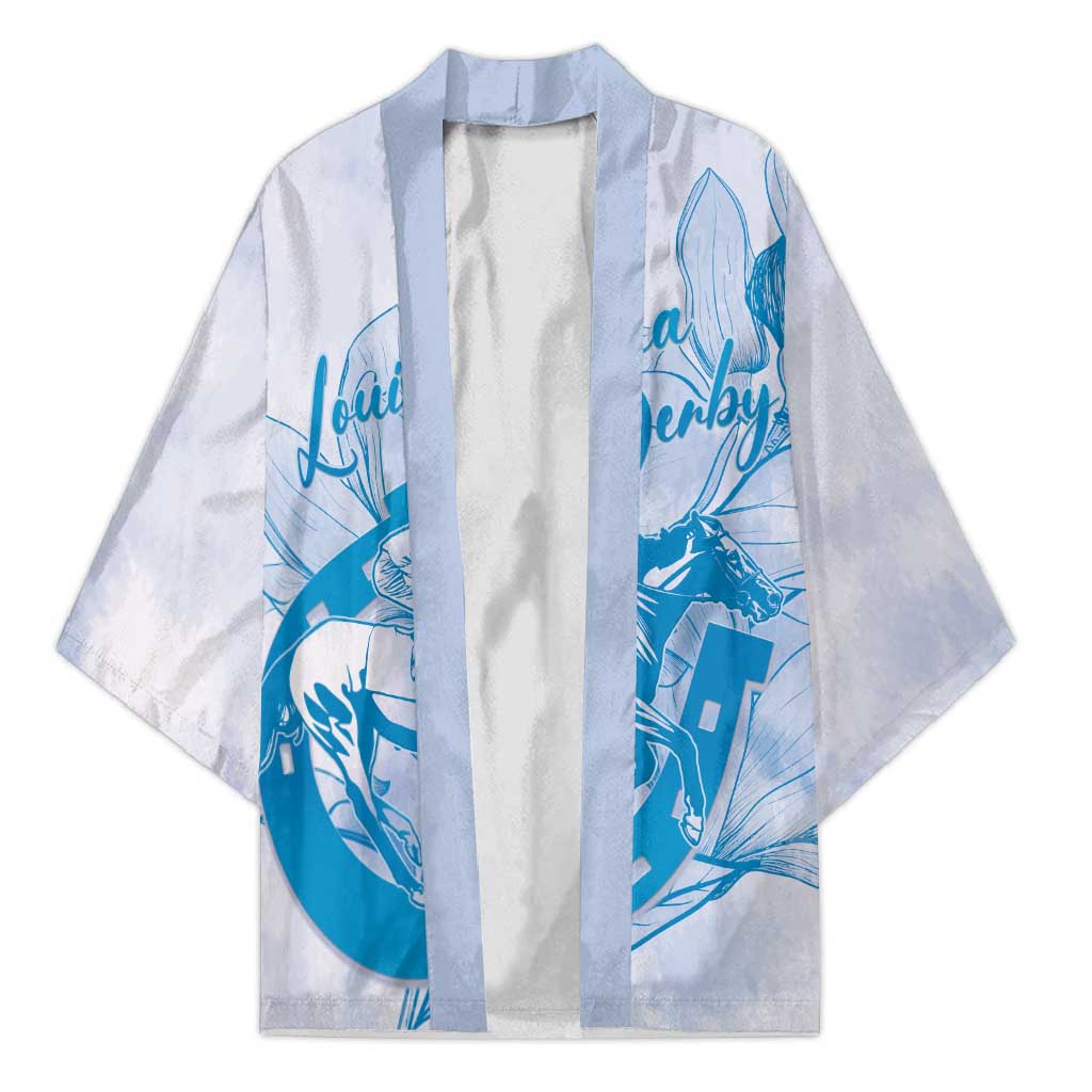 Personalized Louisiana Horse Racing Derby Kimono Magnolia Blossom Horseshoe Pastel Blue