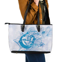 Personalized Louisiana Horse Racing Derby Leather Tote Bag Magnolia Blossom Horseshoe Pastel Blue