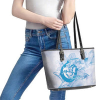 Personalized Louisiana Horse Racing Derby Leather Tote Bag Magnolia Blossom Horseshoe Pastel Blue