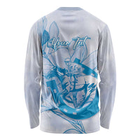 Personalized Louisiana Horse Racing Derby Long Sleeve Shirt Magnolia Blossom Horseshoe Pastel Blue