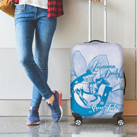 Personalized Louisiana Horse Racing Derby Luggage Cover Magnolia Blossom Horseshoe Pastel Blue