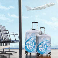 Personalized Louisiana Horse Racing Derby Luggage Cover Magnolia Blossom Horseshoe Pastel Blue