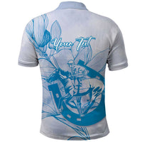 Personalized Louisiana Horse Racing Derby Polo Shirt Magnolia Blossom Horseshoe Pastel Blue