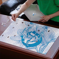 Personalized Louisiana Horse Racing Derby Puzzle Magnolia Blossom Horseshoe Pastel Blue