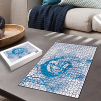 Personalized Louisiana Horse Racing Derby Puzzle Magnolia Blossom Horseshoe Pastel Blue