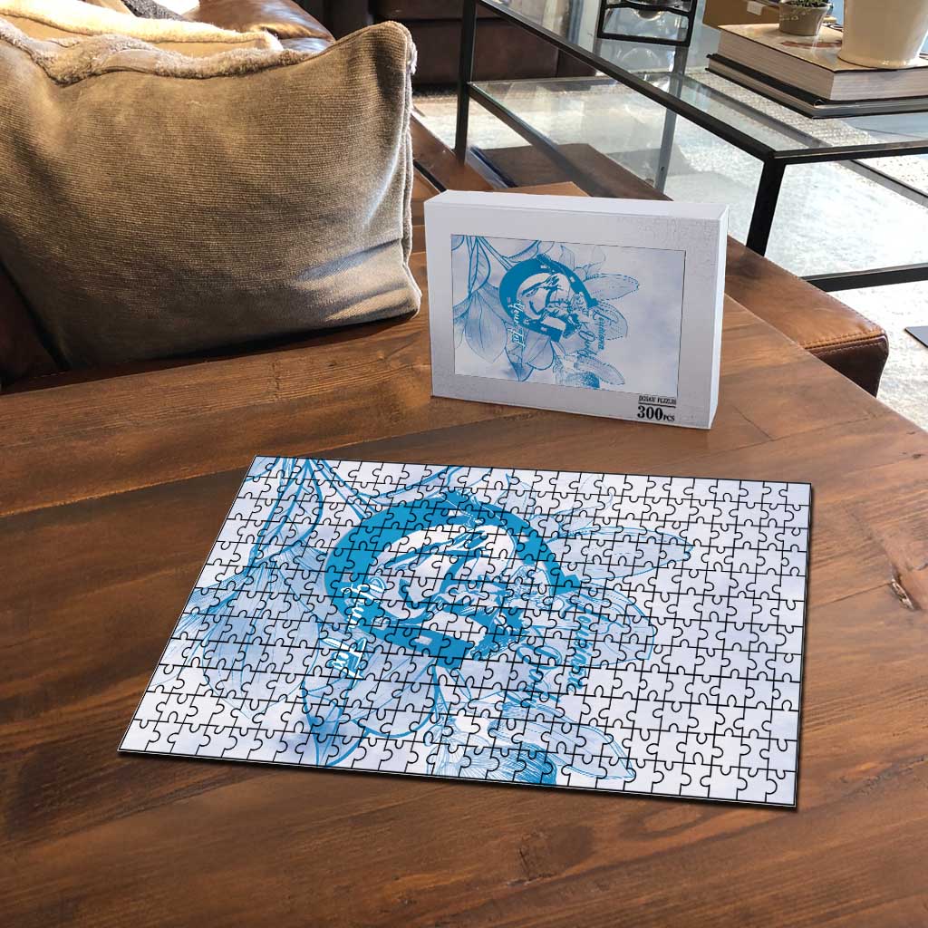 Personalized Louisiana Horse Racing Derby Puzzle Magnolia Blossom Horseshoe Pastel Blue