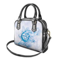 Personalized Louisiana Horse Racing Derby Shoulder Handbag Magnolia Blossom Horseshoe Pastel Blue