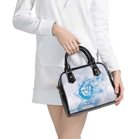 Personalized Louisiana Horse Racing Derby Shoulder Handbag Magnolia Blossom Horseshoe Pastel Blue