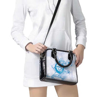 Personalized Louisiana Horse Racing Derby Shoulder Handbag Magnolia Blossom Horseshoe Pastel Blue