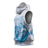 Personalized Louisiana Horse Racing Derby Sleeveless Hoodie Magnolia Blossom Horseshoe Pastel Blue